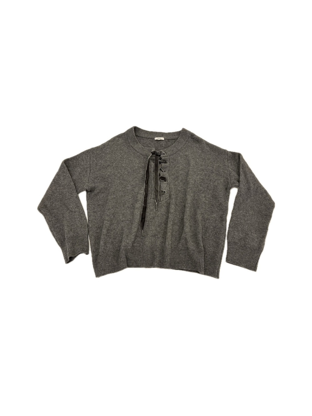 Rails Olivia Lace-Up Wool Cashmere Sweater Gray – Size Large